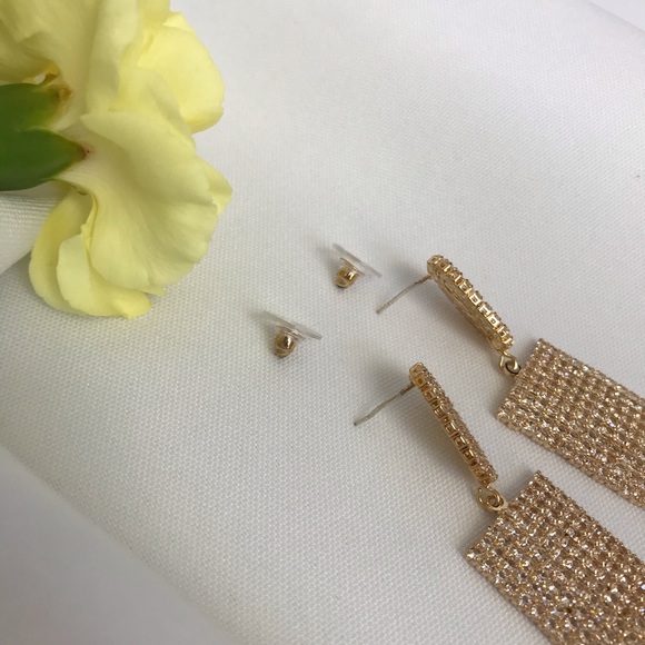 Sparkly Cubic Zirconia Rectangular Drop Earrings - Picture 6 of 15